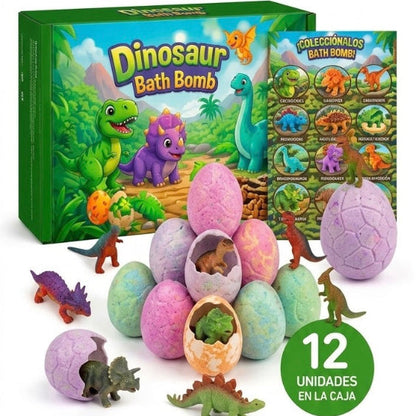 Set 12 Huevos Efervescentes de Dinosaurio – Bombas de Baño con Sorpresa