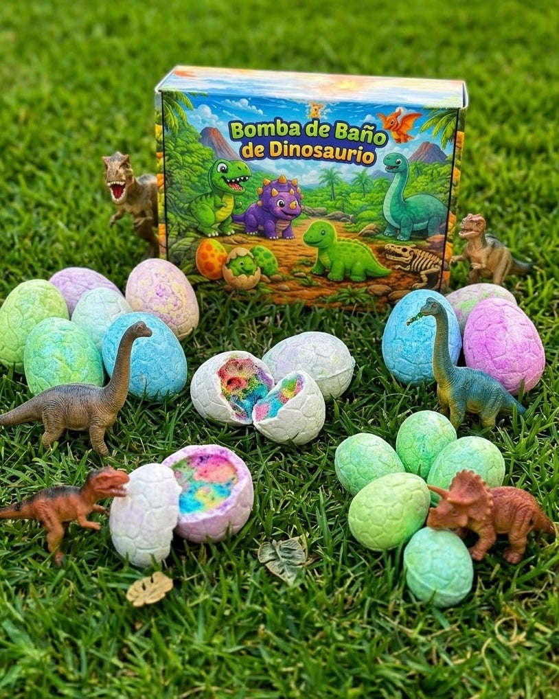 Set 12 Huevos Efervescentes de Dinosaurio – Bombas de Baño con Sorpresa
